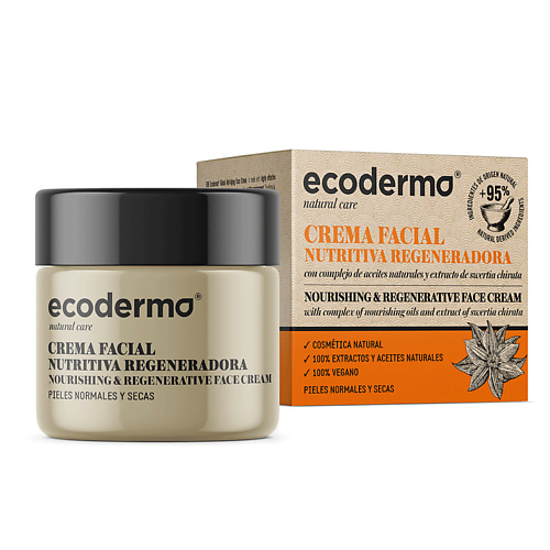 Уход за лицом ECODERMA Крем для лица питательный и регенерирующий