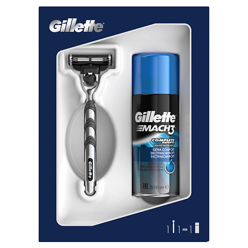 GILLETTE Подарочный набор Gillette Mach3. gillette мужская бритва 1 кассета с 2 лезвиями для чувствительных участков king c gillette
