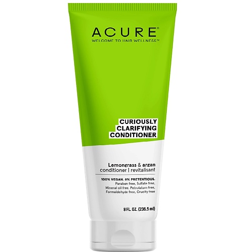 ACURE Кондиционер для глубокого очищения лемонграсс и арган Curiously Clarifying Conditioner Lemongrass либридерм серацин лосьон д глубокого очищения пор 100мл