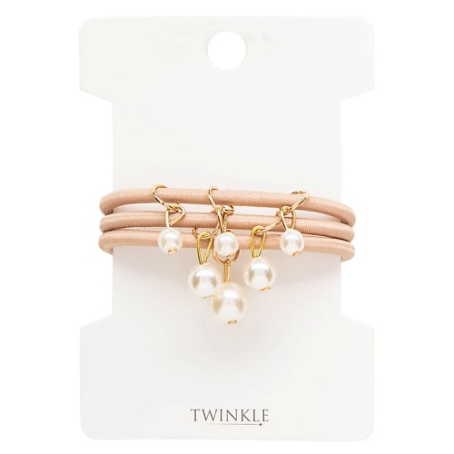 TWINKLE Резинки для волос BEIGE WITH PEARL