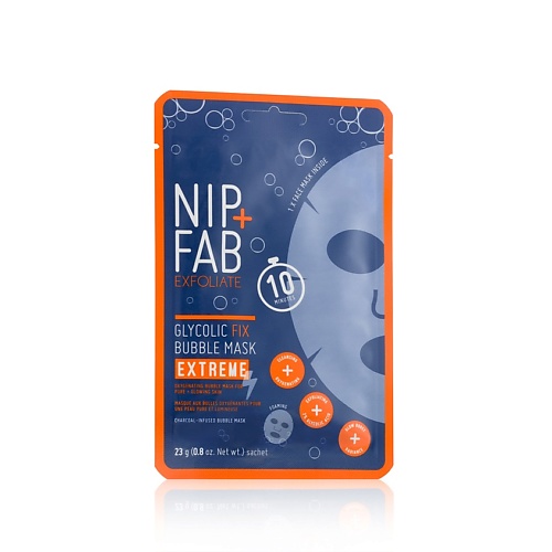 Маска для лица NIP&FAB Маска тканевая для лица с гликолевой кислотой и кислородом Exfoliate Glycolic Fix Bubble Mask Extreme