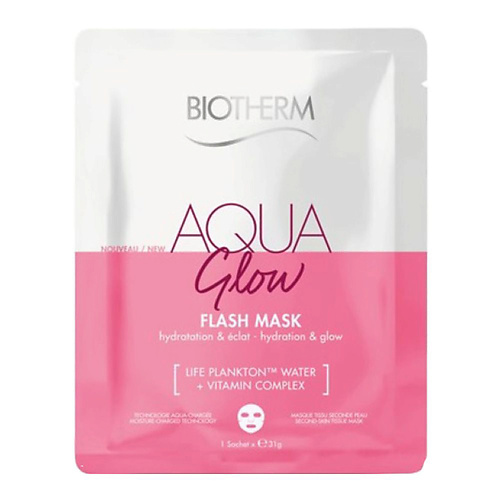 фото Biotherm тканевая маска для лица увлажнение и сияние aqua glow flash mask