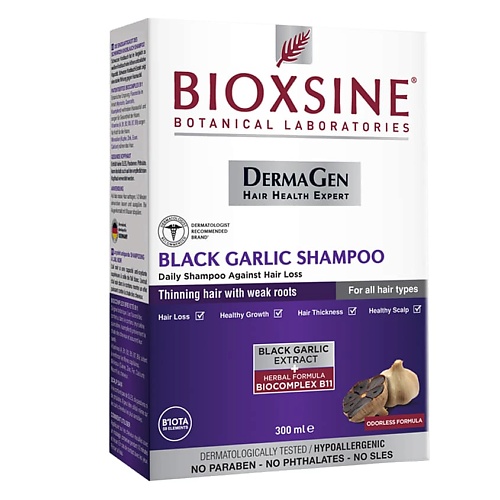 BIOXSINE Шампунь против выпадения с черным чесноком для всех типов волос