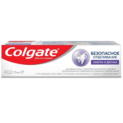 

COLGATE Отбеливающая зубная паста Безопасное отбеливание Забота о деснах, Отбеливающая зубная паста Безопасное отбеливание Забота о деснах