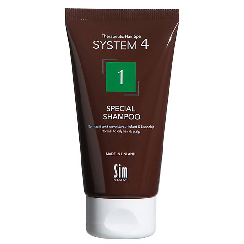 терапевтический шампунь 1 для нормальной и жирной кожи головы system 4 1 special shampoo 75 мл Шампунь для волос SYSTEM4 Шампунь терапевтический №1 для нормальной и жирной кожи головы