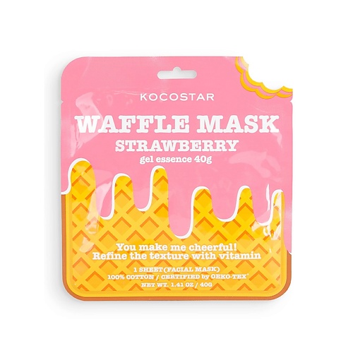KOCOSTAR Тонизирующая вафельная маска для лица «Клубничный фреш» Waffle Mask Strawberry new line крем маска питательная тонизирующая с сапропелевыми грязями 300 мл new line new line крем маски