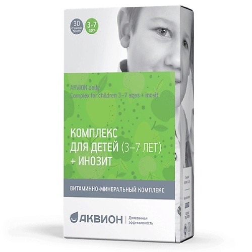 

АКВИОН Ежедневный комплекс для детей 3-7 лет + инозит со вкусом яблока, Ежедневный комплекс для детей 3-7 лет + инозит со вкусом яблока