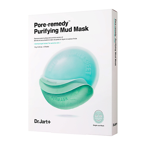 маска для лица dr jart маска для лица питательная facial barrier mask Набор масок для лица DR. JART+ Обновляющая маска для лица с зеленой глиной Dermask Pore∙Remedy Purifuing Mud Mask