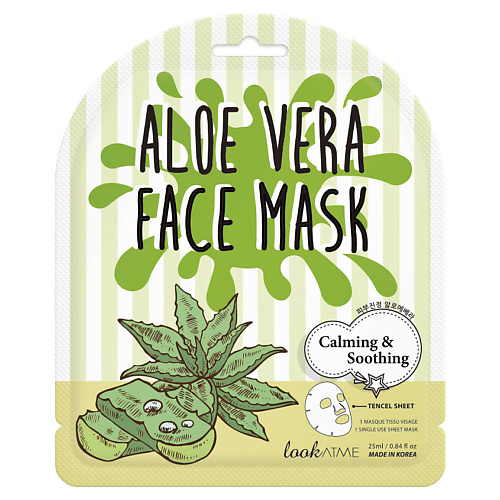 LOOK AT ME Маска для лица тканевая успокаивающая с экстрактом алоэ вера Aloe Vera Face Mask
