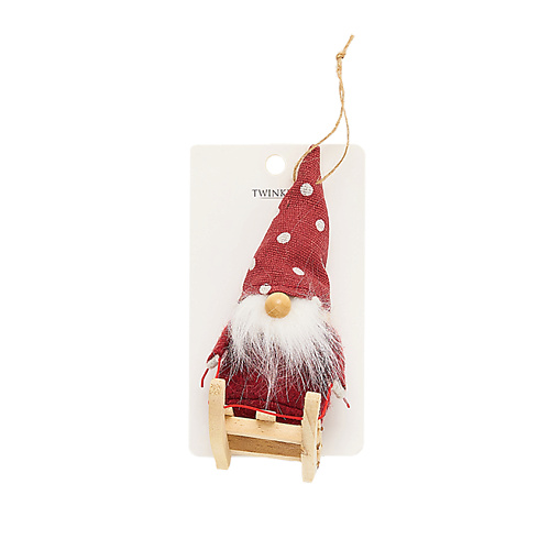 Елочная игрушка TWINKLE Декоративная елочная игрушка Санта на санках Red