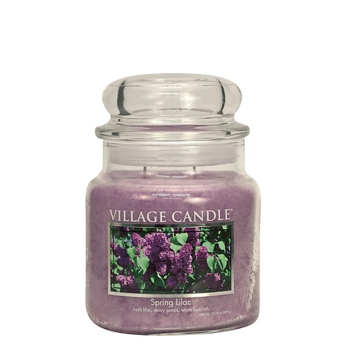 Свеча ароматическая VILLAGE CANDLE Ароматическая свеча Spring Lilac, средняя ароматическая свеча пробная yankee candle цветение вишни 1542840e