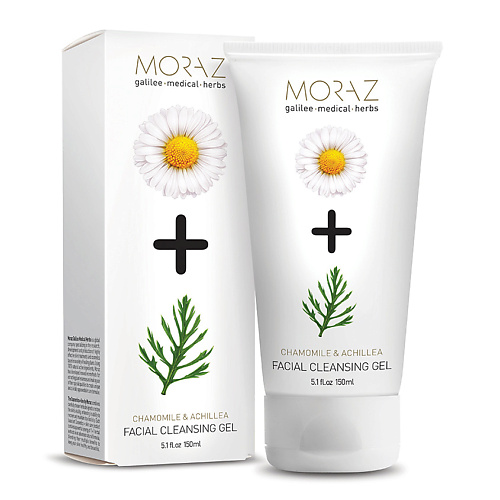 фото Moraz гель для лица очищающий для всех типов кожи на экстрактах ромашки и тысячелистника premium beauty moraz+ (премиальный уход)