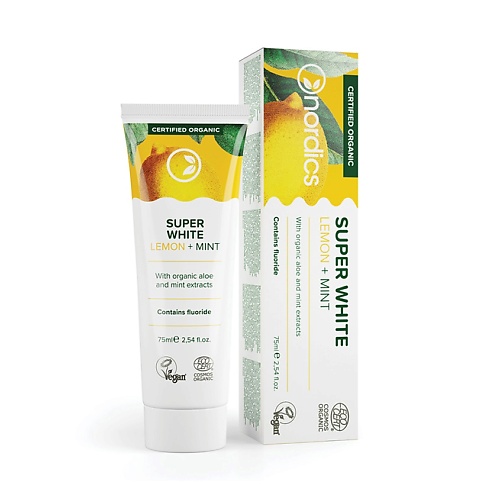 

NORDICS Зубная паста Super White Lemon + Min, Зубная паста Super White Lemon + Min
