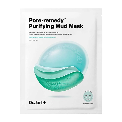 DR. JART+ Обновляющая маска для лица с зеленой глиной Dermask Pore∙Remedy Purifuing Mud Mask котик на зеленой обложке дневничок