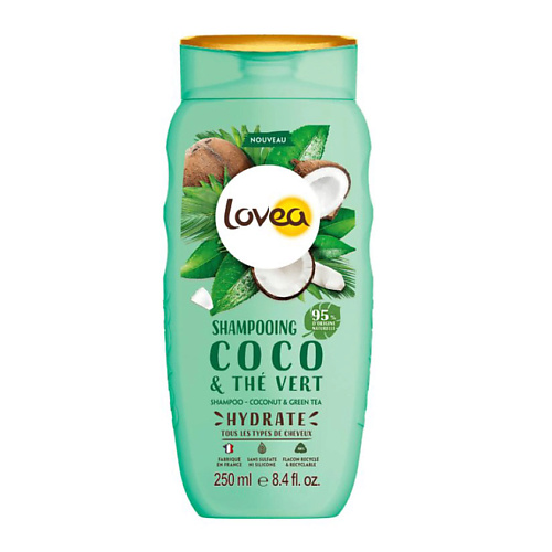 LOVEA Шампунь увлажняющий для всех типов волос  Кокос-Зеленый Чай lovea масло кокоса био для волос и тела твердое