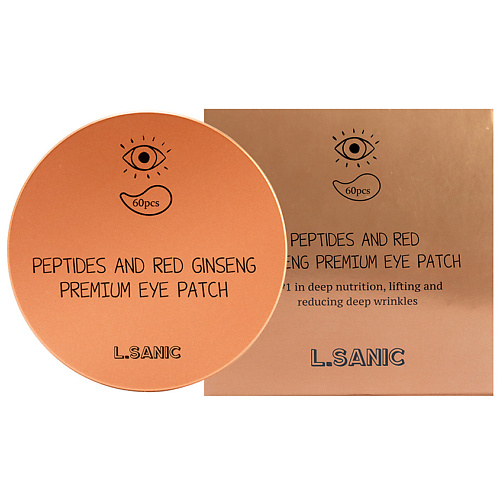 патчи для глаз с пептидами и экстрактом красного женьшеня peptides аnd red ginseng premium eye patch 60шт Патчи для глаз LSANIC L.SANIC Патчи для глаз гидрогелевые с пептидами и экстрактом красного женьшеня