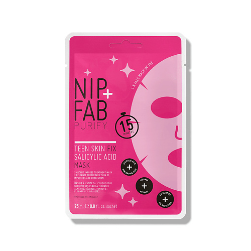 цена Маска для лица NIP&FAB Маска для лица тканевая с салициловой кислотой Purify Teen Skin Fix Purify Acid Mask