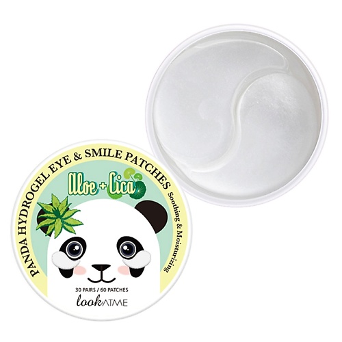 LOOK AT ME Патчи для глаз гидрогелевые c алоэ вера и центеллой азиатской Panda Hydrogel Eye & Smile Patches Aloe + Cica look at me патчи для глаз гидрогелевые с углем