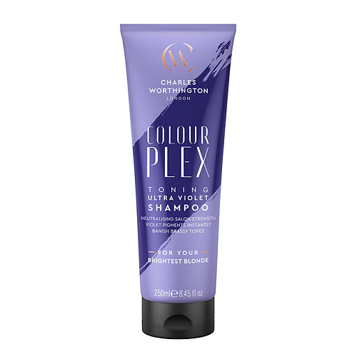 CHARLES WORTHINGTON Шампунь для светлых волос 2 в 1 Ликвидация нежелательных оттенков и восстановление цвета Colour Plex Toning Ultra Violet Shampoo
