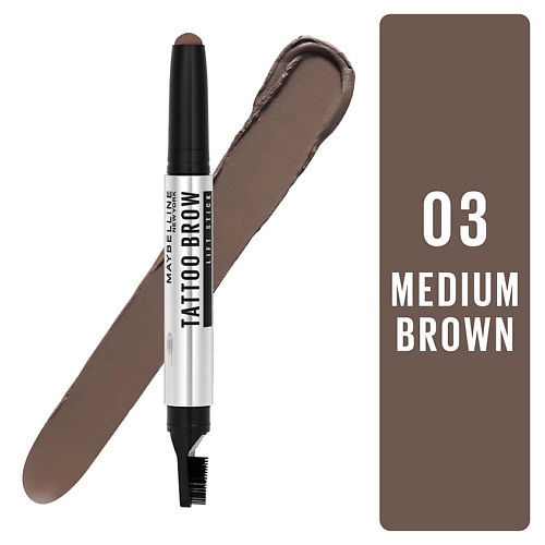 maybelline new york стик для бровей двухсторонний tattoo brow lift soft brown Карандаш для бровей MAYBELLINE NEW YORK Карандаш для бровей с эффектом ламинирования Tattoo Brow Lift