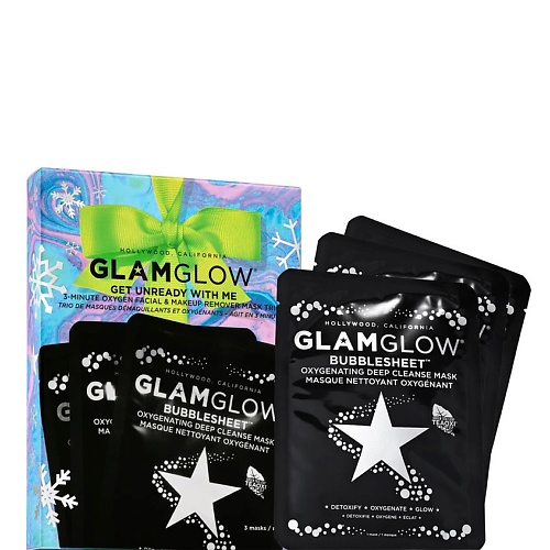 GLAMGLOW Набор Get Unready With Me 3-Minute Oxygen Facial & Makeup Remover Mask Trio