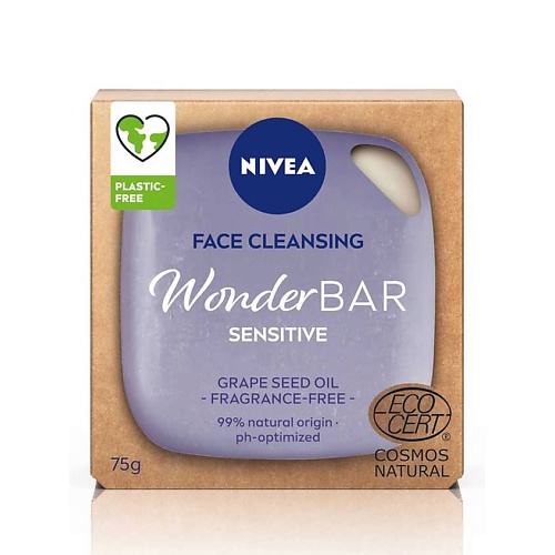 цена Мыло твердое для умывания NIVEA Твердое средство для умывания NIVEA WonderBAR Sensitive базовое ежедневное очищение кожи