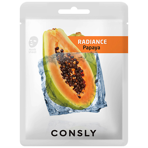 CONSLY Маска тканевая выравнивающая тон кожи с экстрактом папайи Tissue Evening Skin Tone Mask With Papaya Extract маска для волос с маслами оливы папайи и экстрактом зеленого чая