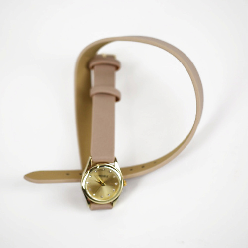 Часы TWINKLE Наручные часы с японским механизмом beige+gold doublebelt