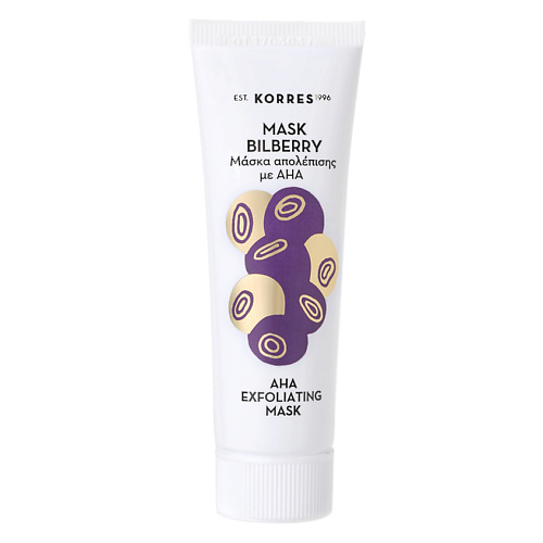 Маска для лица KORRES Маска для лица с AHA-кислотой Bilberry Mask отшелушивающая маска с aha кислотами korres bilberry mask aha exfoliating 18 мл