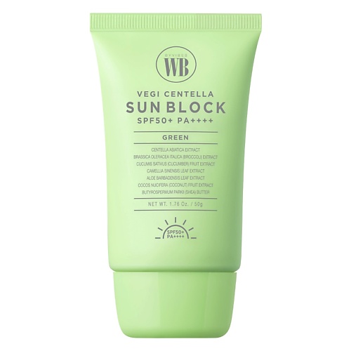Солнцезащитный крем для лица WONDER BATH Средство для лица солнцезащитное с экстрактом центеллы азиатской SPF50+ PA++++ Vegi Centella Sun Block Green