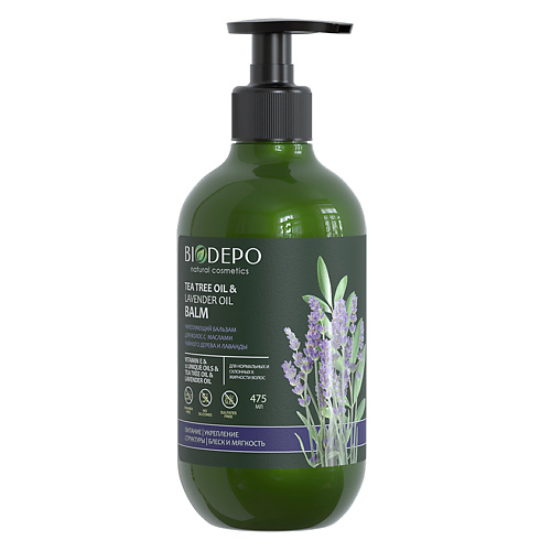 Бальзам для волос BIODEPO Бальзам для волос укрепляющий с эфирными маслами чайного дерева и лаванды Tea Tree and Lavender Essential Oils