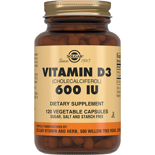БАДы тонизирующие и общеукрепляющие SOLGAR Витамин D3 600МЕ 240 мг