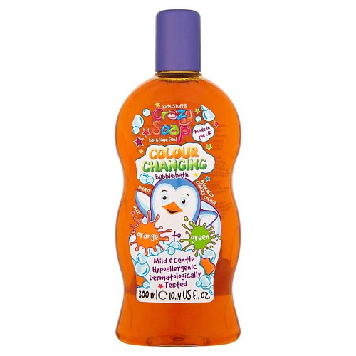 цена Пена для ванны KIDS STUFF Волшебная пена для ванны, меняющая цвет из оранжевого в зеленый Crazy Soap Bubble Bath