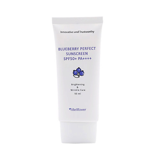 цена Солнцезащитный крем для лица BELLFLOWER Крем для лица солнцезащитный с экстрактом черники Blueberry Perfect Sunscreen SPF 50+ PA++++