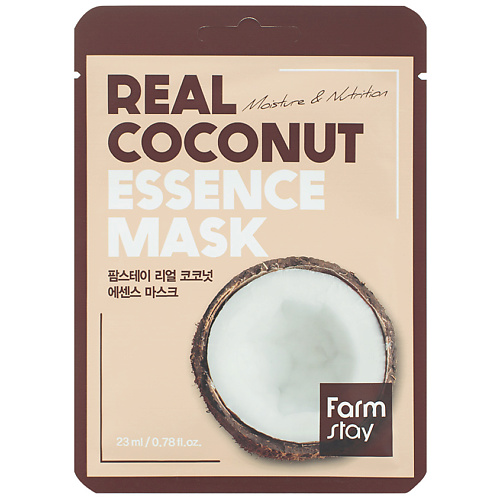 Маска для лица FARMSTAY Маска для лица тканевая с экстрактом кокоса Real Coconut Essence Mask тканевая маска для лица с экстрактом красного женьшеня real essence mask pack red ginseng 25мл маска 1шт
