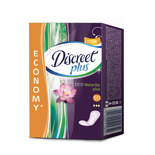 DISCREET Plus Женские гигиенические прокладки на каждый день Deo Water Lily Plus Trio