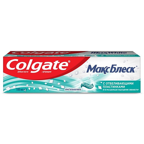 COLGATE Отбеливающая зубная паста Макс Блеск зубная паста colgate макс блеск кристальная мята с отбеливающими пластинками для свежего дыхания и отбеливания зубов 50 мл