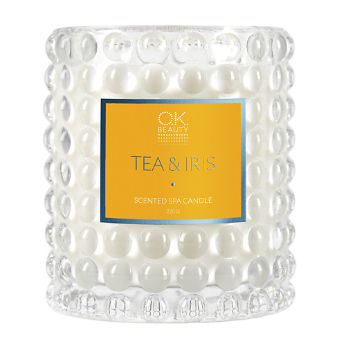 цена Свеча ароматическая OK BEAUTY Ароматическая СПА свеча Scented SPA Candle Tea&Iris