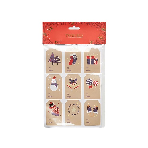 TWINKLE Стикеры для упаковки FROM TO набор для упаковки подарков due esse christmas лента и бант красный 8 шт