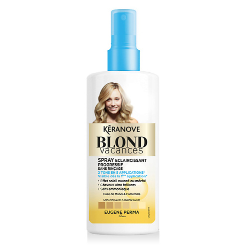 keranove шампунь blond vacances для осветления натуральных волос 250 мл Спрей оттеночный KERANOVE Спрей для волос тонирующий Blond Vacances Spray