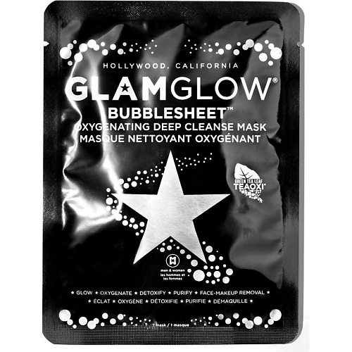 Маска для лица GLAMGLOW Очищающая тканевая маска для лица Bubble Sheet Mask маска для лица name skin care тканевая маска ультраочищающая пузырьковая o2 bubble sheet mask