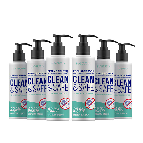 

LOREN COSMETIC Набор антибактериальных гелей для рук Алоэ Clean & Safe, Набор антибактериальных гелей для рук Алоэ Clean & Safe