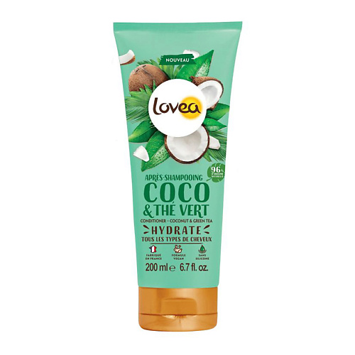 LOVEA Кондиционер увлажняющий для всех типов  волос  Кокос-Зеленый чай lovea масло кокоса био для волос и тела твердое
