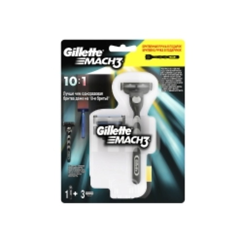 

GILLETTE Бритва Gillette Mach3 с 1 сменной кассетой + Mach3 Cменные кассеты для бритья, Бритва Gillette Mach3 с 1 сменной кассетой + Mach3 Cменные кассеты для бритья