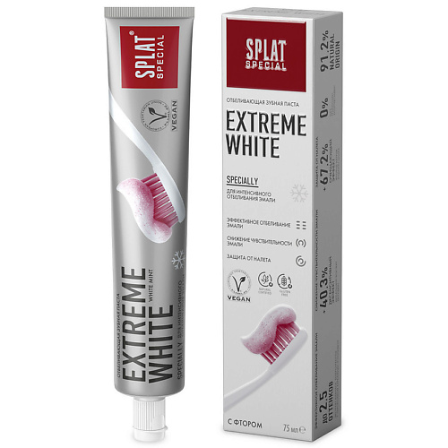 SPLAT Зубная паста EXTREME WHITE global white отбеливающая зубная паста extra whitening с древесным углем