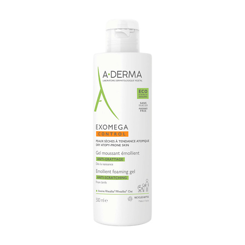 A-DERMA Смягчающий пенящийся гель для сухой кожи Exomega Control topicrem ur 10 sos крем для тела смягчающий для огрубевшей кожи 200 мл