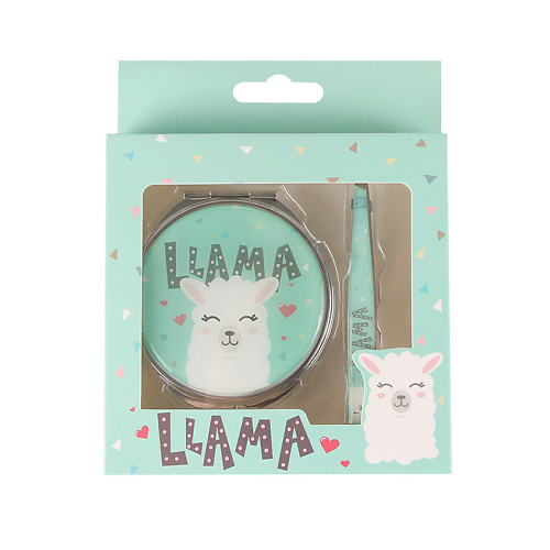 Набор аксессуаров для макияжа ЛЭТУАЛЬ Подарочный набор: зеркальце + щипчики для бровей Llama лэтуаль лэтуаль подарочный пакет лэтуаль city 1