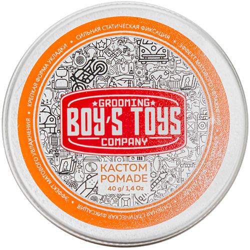   Летуаль BOY'S TOYS Помада для укладки волос сильной фиксации со средним уровнем блеска Кастом Pomade