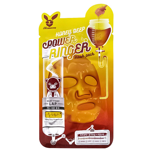Маска для лица ELIZAVECCA Маска для лица тканевая с медом Power Ringer Mask Pack Honey Deep тканевая маска для лица elizavecca red ginseng deep power ringer mask pack 1 шт
