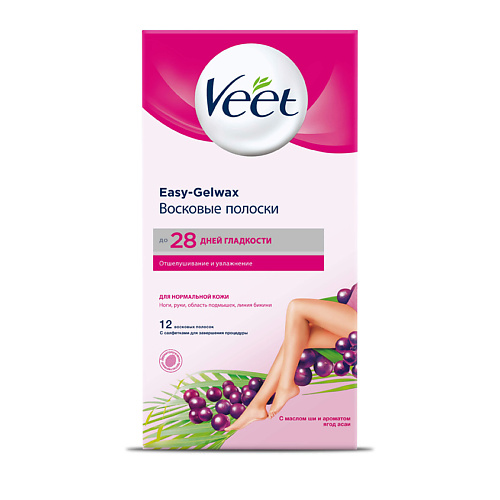 VEET Восковые полоски для нормальной кожи veet полоски восковые для линии бикини и подмышек с ароматом бархатной розы и эфирными маслами